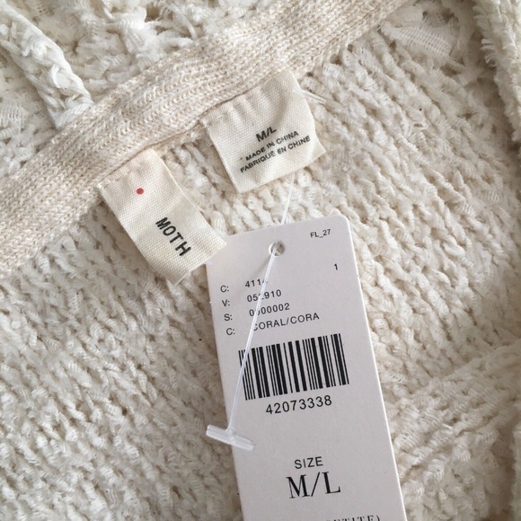 NWT!! Anthropologie MOTH Ombre Fringed Beachside Hoodie Sweater Medium Large - Picture 11 of 14